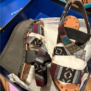 Boho Aztec studded Wedge Sandals